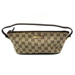 GUCCI Brown GG Canvas x Leather Accessory Pouch - Authentic $550 Retail