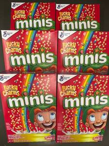 lot 29 image: Lot of 6 Lucky Charms Minis Cereal Boxes