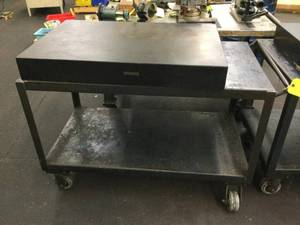lot 35 image: Granite surface plate on metal cart...