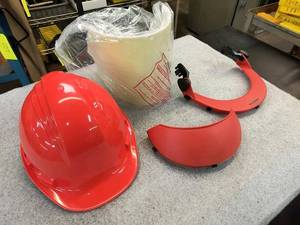 lot 182 image: New Hard Hat with Visor and Attachm...