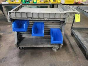 lot 241 image: Akro-Mils poly cart on casters with...