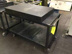 lot 391 image: Granite surface plate on metal cart...