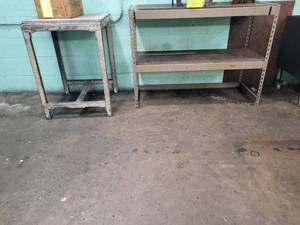 lot 340 image: Shop stand and shelf, contents sold...
