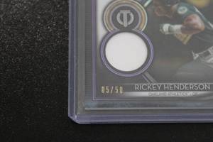 lot 10 image: 2020 Topps Tribute Triple Jersey Relic Rickey Henderson #TTR-RH 550  Only 50 Exist