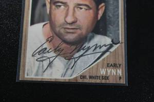 lot 39 image: 1962 Topps Early Wynn #385 In Person Autograph Damaged - See Description