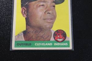 lot 41 image: 1958 Topps Larry Doby #424 In Person Autograph Damaged - See Description