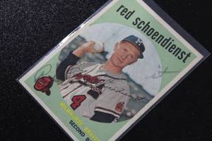 lot 53 image: 1959 Topps Red Schoendienst #480 In Person Autograph Damaged - See Description