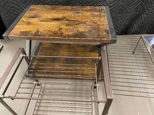 lot 9 image: M 2 - Wooden Side Table and Metal Shoe Rack
