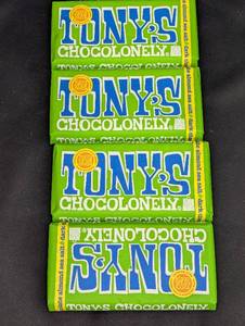 Lot of 4 Tonys Chocolonely Dark Almond Sea Salt Chocolate Bars
