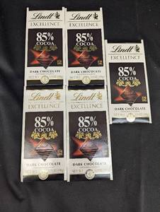 Lot of 5 Lindt Excellence Dark Chocolate 85% Cocoa Bars (3.5oz each)