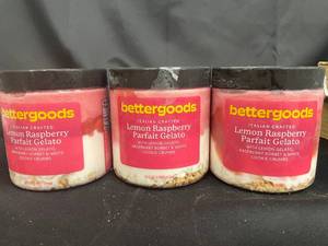 lot 30 image: Bettergoods Lemon Raspberry Parfait Gelato 3 Tubs