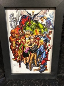 lot 13 image: Stan Lee and Marvel Characters Framed Signed Art