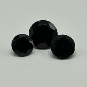 19.43 Carat Black Onyx Round Faceted Cut - Various Size Set of 3 Loose Stones