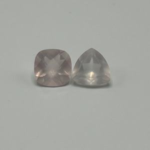 6.80 Carat Light Grayish Pink Rose Quartz Cushion & Triangular Faceted Cut - Set of 2 Loose Stones