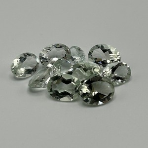 13.80 Carat Prasiolite Light Green Quartz Round & Oval Faceted Cut - Assorted Lot of 10 Loose Stones