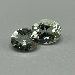7.60 Carat Prasiolite Light Green Quartz Oval Faceted Cut - Set of 2 Loose Stones