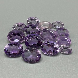 15.27 Carat Amethyst Oval Faceted Cut - Various Size & Color Assorted Lot of Loose Stones