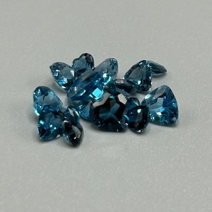 8.97 Carat London Blue Topaz Trillion Triangular Cut & Heart Faceted Shape - Various Color & Size Assorted Lot of Loose Stones