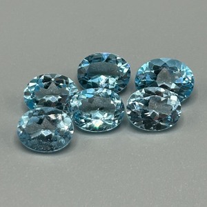 19.55 Carat Blue Topaz Oval Faceted Cut - Set of 6 Loose Stones
