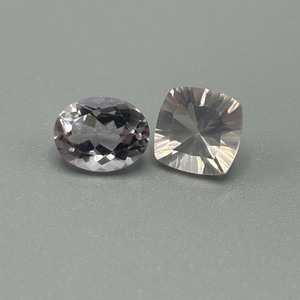 3.60 Carat Light Lilac to Gray Purple Amethyst Oval & Starburst Cushion Cut - Set of 2 Loose Stones