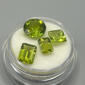 7.10 Carat Peridot Mixed Cut - Various Size & Shape Set of 4 Loose Stones