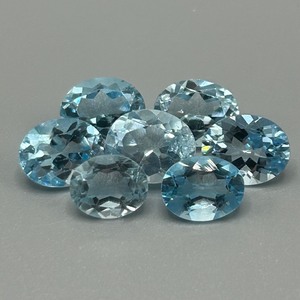 20.34 Carat Blue Topaz Oval Faceted Cut - Various Size & Color Lot of 7 Loose Stones