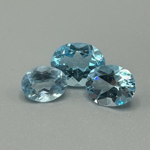 9.30 Carat Blue Topaz Oval Faceted Cut - Set of 3 Loose Stones
