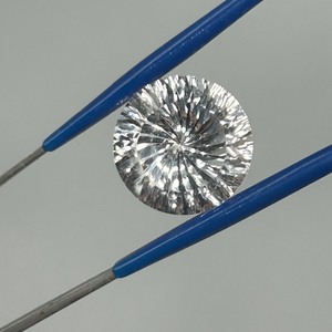 9.90 Carat Rock Crystal Colorless Quartz Round Fancy Starburst Faceted Cut