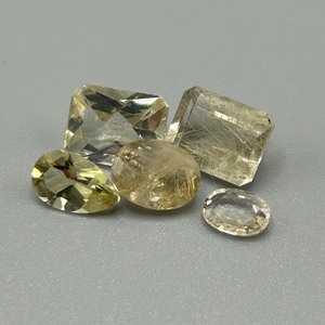 6.90 Carat Lemon Yellow & Rutilated Quartz Mixed Cut - Various Size, Color & Shape Assorted Lot of 5 Loose Stones