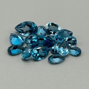 11.60 Carat Blue Topaz Pear Faceted Shape - Various Size & Color Assorted Lot of Loose Stones