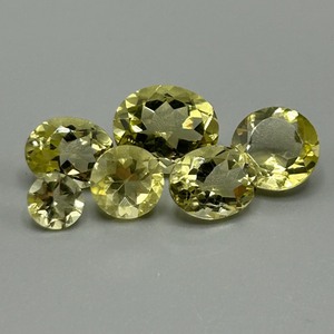 15 Carat Lemon Yellow Quartz Round & Oval Faceted Cut - Various Size & Shape Assorted Lot of 6 Loose Stones