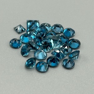 8.33 Carat London Blue Topaz Round & Square Faceted Cut - Various Size & Shape Assorted Lot of Loose Stones