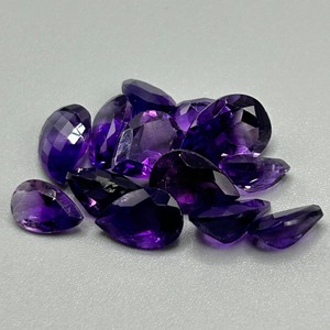 14.40 Carat Amethyst Pear Faceted Shape - Various Color, Cut & Size Assorted Lot of Loose Stones