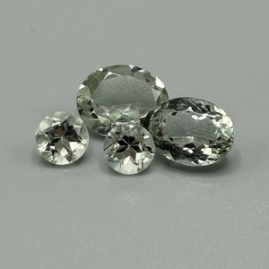 7 Carat Prasiolite Green Quartz Round & Oval Faceted Cut - Various Size Set of 4 Loose Stones