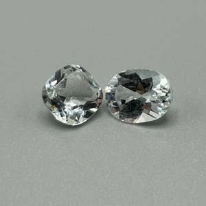 5.60 Carat Light Blue Topaz Cushion & Oval Faceted Cut - Set of 2 Loose Stones