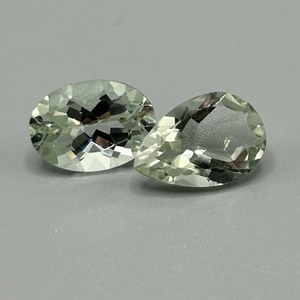 9.86 Carat Prasiolite Green Quartz Pear & Oval Faceted Cut - Set of 2 Loose Stones