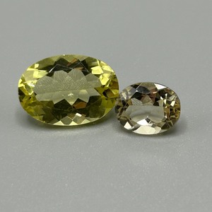 7.50 Carat Light to Medium Lemon Yellow Quartz Oval Faceted Cut - Set of 2 Loose Stones