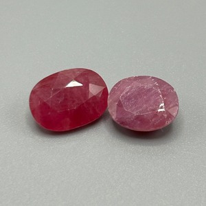 12.60 Carat Natural Ruby Modified Oval & Round Faceted Cut - Set of 2 Loose Stones