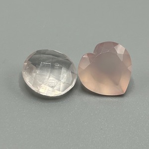 9 Carat Rose Quartz Round Checkerboard & Heart Faceted Shape - Set of 2 Loose Stones