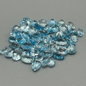 40 Carat Blue Topaz Mixed Cut - Various Color, Size & Shape Assorted Lot of Loose Stones