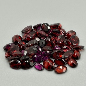 53 Carat Garnet Oval & Round Faceted Cut - Various Size, Color & Shape Assorted Lot of Loose Stones