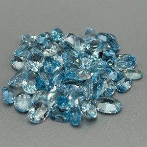 44 Carat Light to Medium Blue Topaz Oval Faceted Cut - Various Size, Color & Shape Assorted Lot of Loose Stones