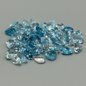 43.79 Carat Light to Medium Blue Topaz Mixed Cut - Various Size, Color & Shape Assorted Lot of Loose Stones