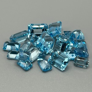 30 Carat Blue Topaz Rectangular Emerald Cut - Assorted Size Lot of Loose Stones