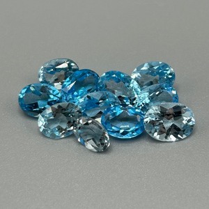 16.90 Carat Blue Topaz Oval Faceted Cut - Various Size & Color Assorted Lot of Loose Stones