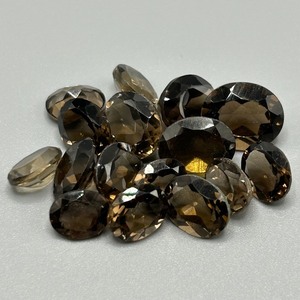 38.80 Carat Smoky Quartz Round & Oval Faceted Cut - Various Color, Size & Shape Assorted Lot of Loose Stones