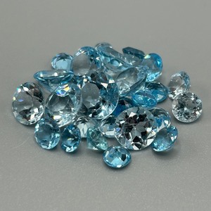 3.30 Carat Light Blue Topaz Round Faceted Cut - Various Color & Size Assorted Lot of Loose Stones