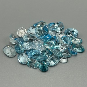 44 Carat Blue Topaz Oval Faceted Cut - Various Color & Size Assorted Lot of Loose Stones