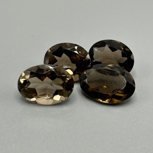 17.70 Carat Smoky Quartz Oval Faceted Cut - Various Size & Color Assorted Lot of 4 Loose Stones