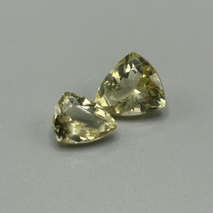 7.70 Carat Lemon Yellow Quartz Trillion Triangular Faceted Cut - Set of 2 Loose Stones